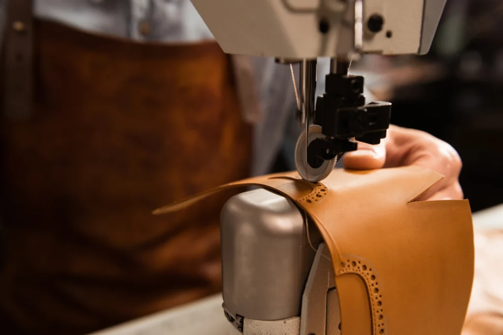 machine sewing leather