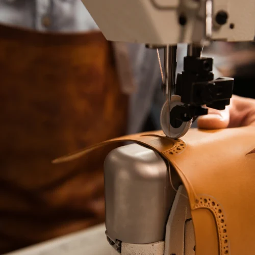 machine sewing leather