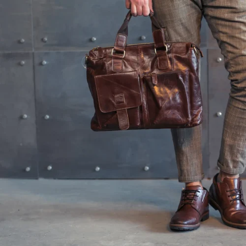 man shoes and leather bag